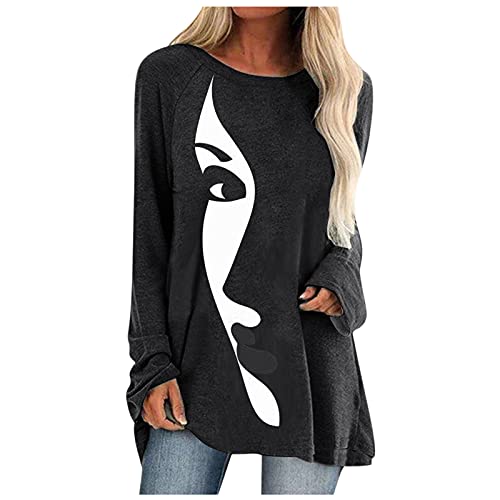Longshirt Damen Herbst Beste Freunde Pullover Ausgefallene Damen Pullover Hoodie Lang Sweatshirt Ohne Kapuze Langarm für Frauen Kapuzenpullover mit Motiv Oversize Bedruckte Bluse Tunika Tops von Generic