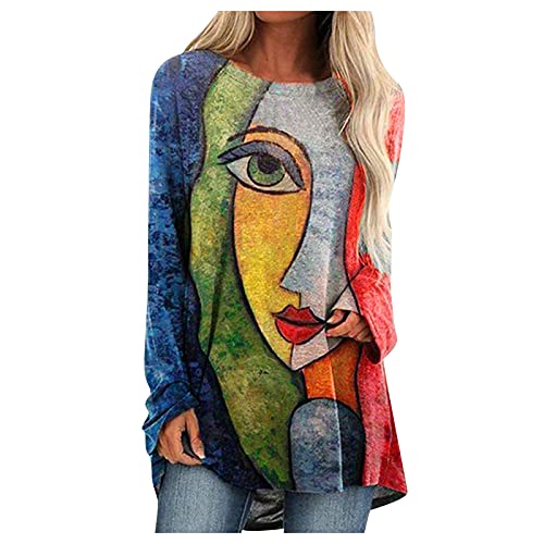 Longshirt Damen Pullover Beste Freunde Pullover Herbst Ausgefallene Damen Pullover Hoodie Lang Sweatshirt Ohne Kapuze Langarm für Frauen Kapuzenpullover mit Motiv Oversize Bedruckte Bluse Tunika Tops von Generic