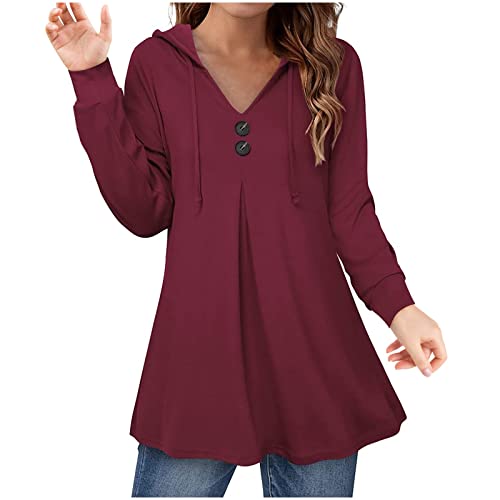 Longshirt Damen mit Kapuze Herbst Winter Langarm Hoodie Große Größen Kapuzenpullover Lange Oberteile Bedruckte Longbluse Longpullover T Shirt Casual Lose Elegant Pullover Bluse Sweatshirt Tops von Generic