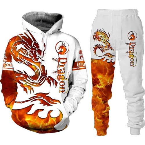 Loong Jogginganzug Trainingsanzug Herren Wolf Pullover Hose Kapuzenpullover Hosen Sets 2 Stück (Jogging suit01,XL) von Generic