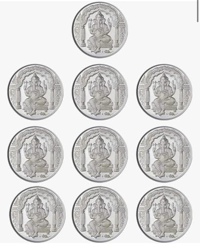 Lord Ganeshji Coin In Pure Silver 99.9 Religious Coin 5 Grams (Set of Coins) (10 PCS) von Generic