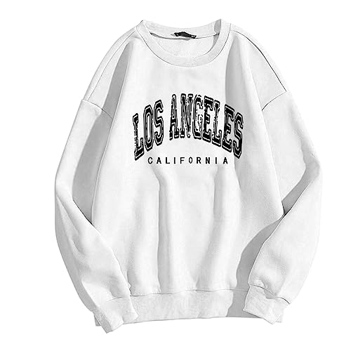 Los Angeles Pullover Teenager Mädchen Vintage Pullover Damen California Pullover Sweatshirt Damen Oversized Sweatshirt Ohne Kapuze Aesthetic Pullover Hoodie Pulli Y2k Streetwear von Generic