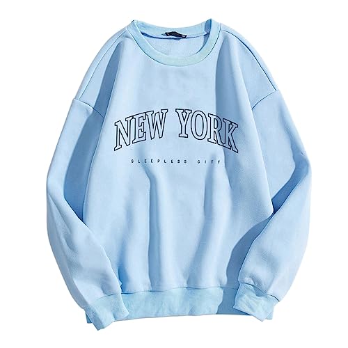 Los Angeles Pullover Teenager Mädchen Vintage Pullover Damen California Pullover Sweatshirt Damen Oversized Sweatshirt Ohne Kapuze Aesthetic Pullover Hoodie Pulli Y2k Streetwear von Generic