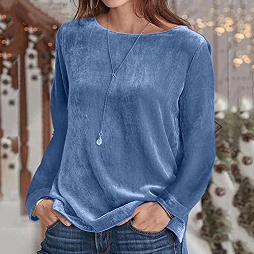 Lose Sweatshirts für Frauen solide lässige Top samt Pulli Herbst- / Winter-Rundhals-Langarm-Bluse Langarm Damen Oberteil von Generic