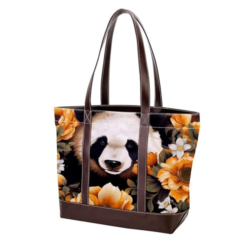 Lovely Panda-617 modische Damen-Schultertasche aus gewaschenem strapazierfähigem Leder mit Tragegriff oben mit Taschen und Reißverschluss, Mehrfarbig 03, 33.8x12x31cm/13.3x4.7x12.2 in von Generic