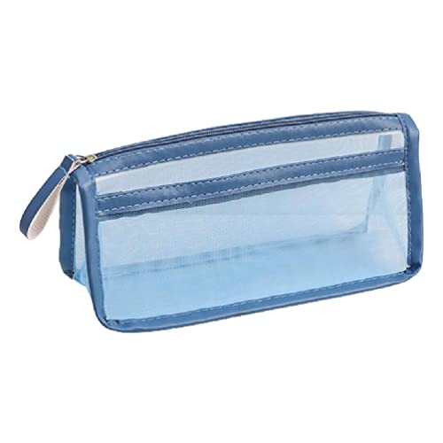 Lovely Pencil for Case Pen Bag Holder Double Zippers Stationary Travel Toiletry Bag for College Student Teen Peopl Clear Pencil Case with Zipper Large Capacity Stationary Travel Culletry Bag, blau von Generic