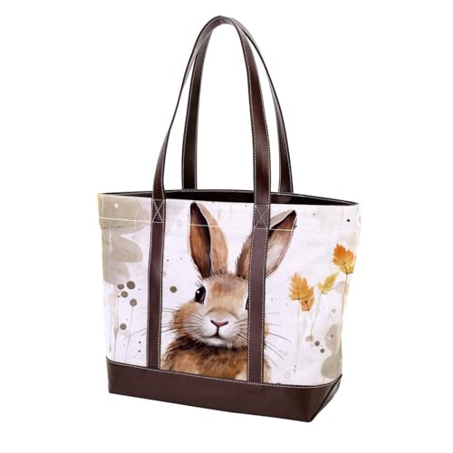 Lovely Rabbits-1266 Schulter-Geldbörse für Damen, groß, weiches gewaschenes Leder und strapazierfähige Handtaschen, Mehrfarbig 07, 33.8x12x31cm/13.3x4.7x12.2 in von Generic