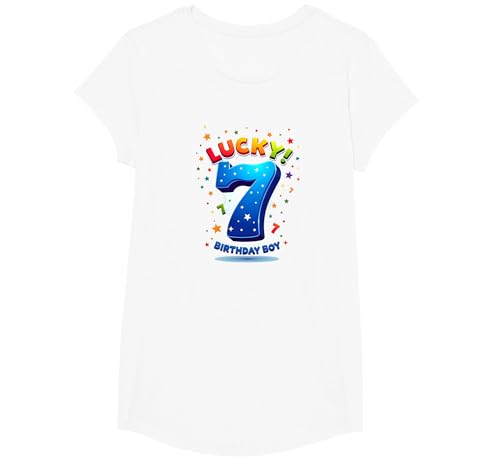 Lucky 7 Birthday Boy Festliche Feier für Kinder T-Shirt, Girls, Weiß, XS Lucky 7 Birthday Boy Festliche Feier für Kinder T-Shirt, Girls, Weiß, XS von Generic