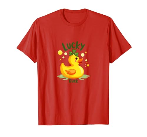 Lucky Duck: Charming St. Patrick's Day Gummiente T-Shirt, Herren, Rot, XL von Generic