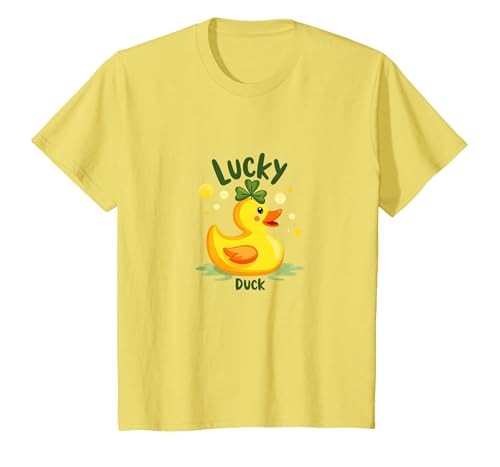 Lucky Duck: Charming St. Patrick's Day Gummiente T-Shirt, Kinder, Gelb, 98 von Generic