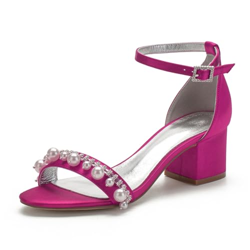 Lumpy Absätze Satin Perlen Hochzeitsschuhe Bridal High Heels Sandals Brautschuhe Abschlussball Party Kleid Schuhe5.5Cm,Rose red,38 EU Lumpy Absätze Satin Perlen Hochzeitsschuhe Bridal High Heels Sandals Brautschuhe Abschlussball Party Kleid Schuhe5.5Cm,Rose red,38 EU von Generic