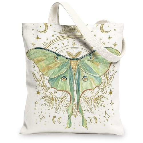 Luna Moth Canvas-Tragetasche, umweltfreundlich, leicht, wiederverwendbar, von der Natur inspirierte Schultertaschen, 33 x 38 cm von Generic