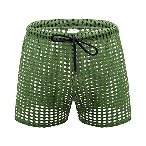 Lustig Outfit Mens Simple Mens Fashion Mens Interest Hollow Sexy Mesh-Hosen-Hosen-Mode-Freizeit Körperkette (Green, M) von Generic