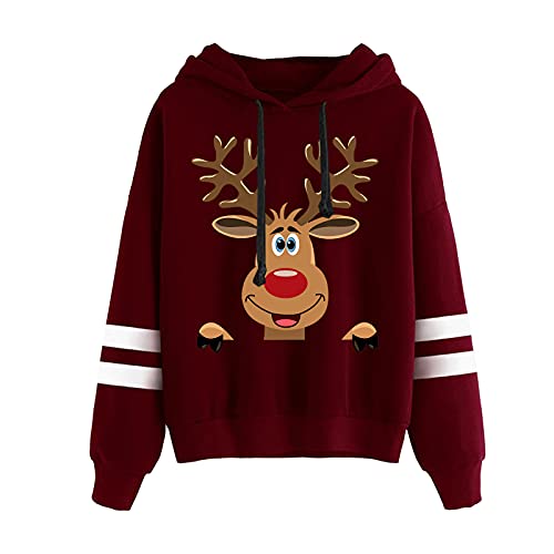Lustige Weihnachtspullover Damen Ugly Christmas Sweaters Weihnachtspullover Weihnachts Zwergen Print Langarm Oversize Kurz Strickpullover Christmas Sweater Lustig Weihnachtspulli von Generic