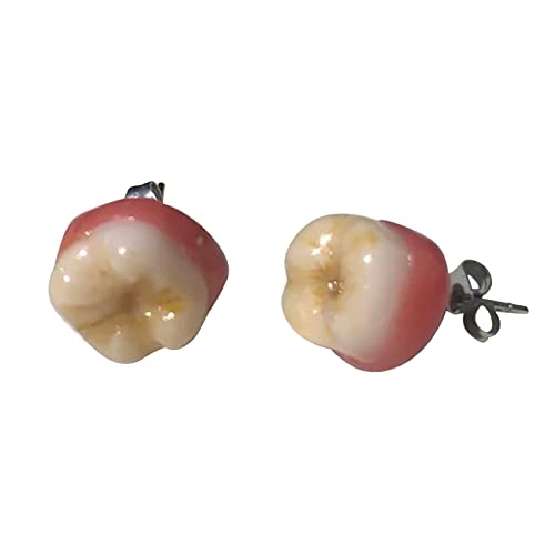 Lustige Zähne Ohrringe Lustig 1 Paar 3D Zähne Ohrringe Kleine Creolen Ohrringe für Frauen, beige, Einheitsgröße von Generic