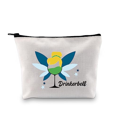 Lustige betrunkene Geschenk Prinzessin Weinglas Druck Tasche Drinkerbell Prinzessin Märchen Kosmetiktasche Trinken Wortspiel Kulturbeutel, Trinkglocke von Generic