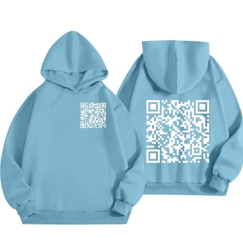 Lustiger Fu QR-Code-Kapuzenpullover, FU QR-Code-Sweatshirt, lustiger QR-Scan-Code-Witz-Kapuzenpullover für Unisex (Blue,M) von Generic