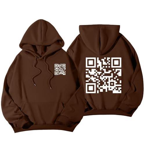 Lustiger Fu QR-Code-Kapuzenpullover, FU QR-Code-Sweatshirt, lustiger QR-Scan-Code-Witz-Kapuzenpullover für Unisex (Coffee,4XL) von Generic