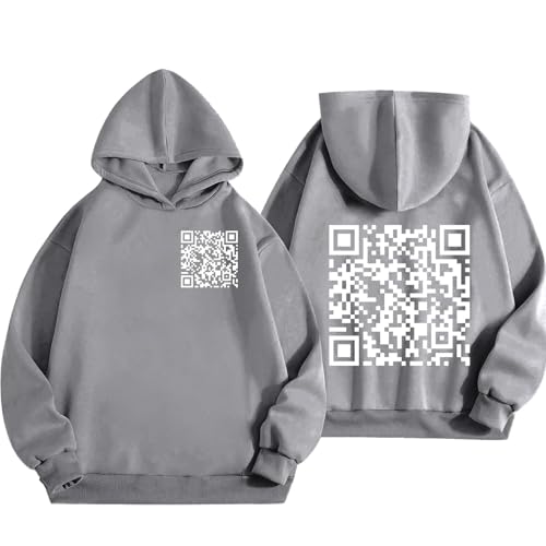 Lustiger Fu QR-Code-Kapuzenpullover, FU QR-Code-Sweatshirt, lustiger QR-Scan-Code-Witz-Kapuzenpullover für Unisex (Gray,L) von Generic