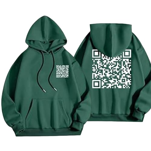 Lustiger Fu QR-Code-Kapuzenpullover, FU QR-Code-Sweatshirt, lustiger QR-Scan-Code-Witz-Kapuzenpullover für Unisex (Green,XL) von Generic
