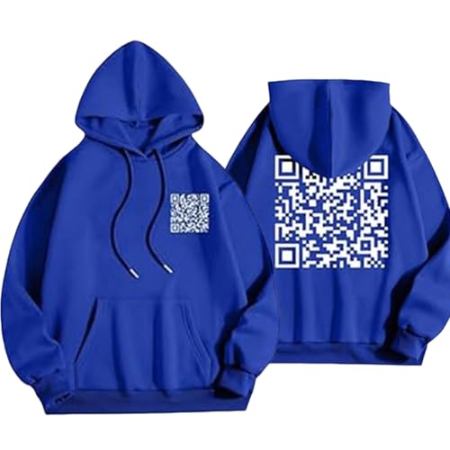 Lustiger Fu QR-Code-Kapuzenpullover, FU QR-Code-Sweatshirt, lustiger QR-Scan-Code-Witz-Kapuzenpullover für Unisex (Navy Blue,5XL) von Generic
