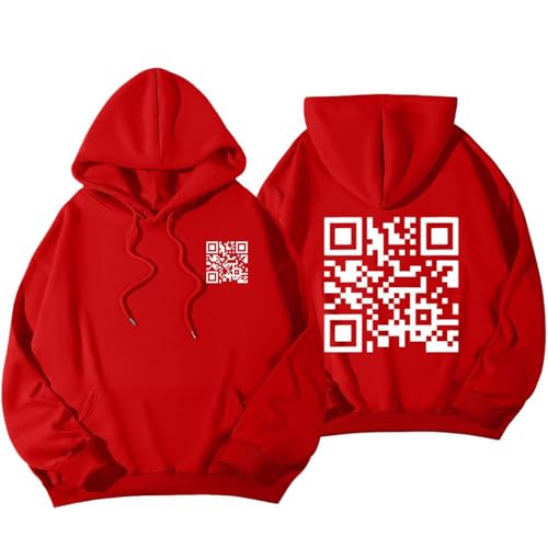 Lustiger Fu QR-Code-Kapuzenpullover, FU QR-Code-Sweatshirt, lustiger QR-Scan-Code-Witz-Kapuzenpullover für Unisex (Red,S) von Generic