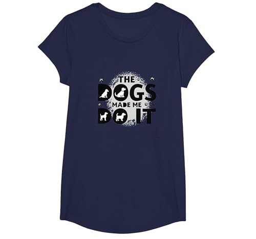 Lustiger Humor für Haustiere mit Aufschrift They're Eating The Dogs Made Me Do It T-Shirt, Girls, Marineblau, L von Generic