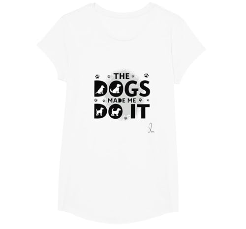 Lustiger Humor für Haustiere mit Aufschrift They're Eating The Dogs Made Me Do It T-Shirt, Girls, Weiß, L von Generic