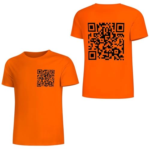 Lustiges Fu Qr Code Shirt, Unisex Shirt Für Erwachsene, Fuck You Qr Code Herren T-Shirt, Rick Roll Scan Code Witz T-Shirt (Orange,XL) von Generic