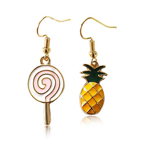 Lutscher Bonbons u0026 Anhänger Früchte Ananas Gelb Frauen Gold Dangle Ohrringe Ohrhänger von Generic
