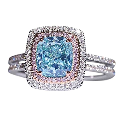 Luxus Ring Stein Schliff Hochzeit Schmuck handgefertigt Weiß Verlobung Geschenk Ohrringe Kostüm Schmuck Ringe, blau, 36 von Generic