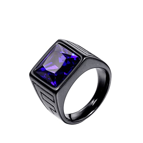 M盲nner Frauen Edelstahl Quadrat Edelstein Ringe Pers枚nlichkeit Schmuck Jahrestag Multicolor Edelstein von Generic