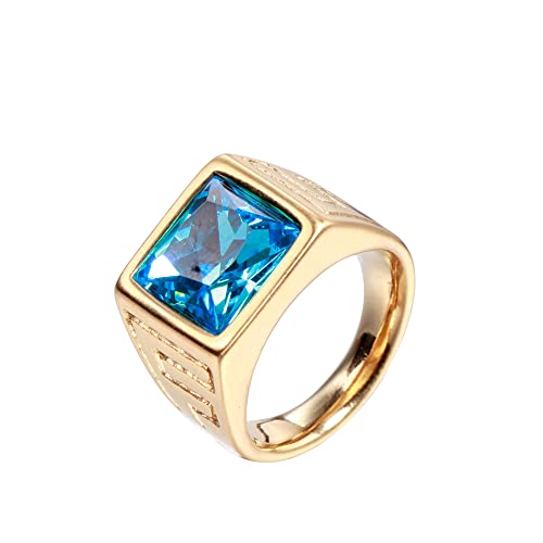 M盲nner Frauen Edelstahl Quadrat Edelstein Ringe Pers枚nlichkeit Schmuck Jahrestag Multicolor Edelstein von Generic