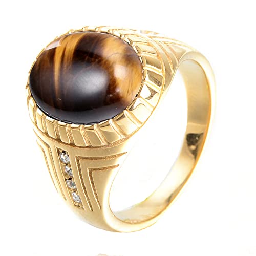 M盲nner Frauen Edelstahl Ring Band Oval Edelstein Pers枚nlichkeit Ringe Schmuck Multicolor Edelstein von Generic