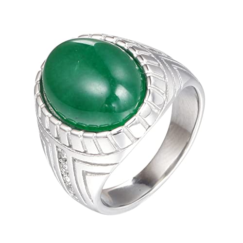 M盲nner Frauen Edelstahl Ring Band Oval Edelstein Pers枚nlichkeit Ringe Schmuck Multicolor Edelstein von Generic