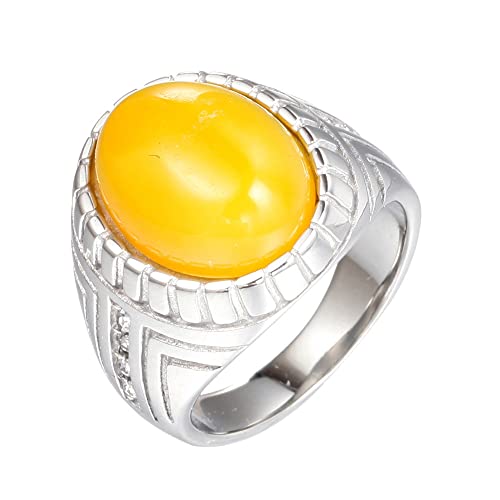 M盲nner Frauen Edelstahl Ring Band Oval Edelstein Pers枚nlichkeit Ringe Schmuck Multicolor Edelstein von Generic