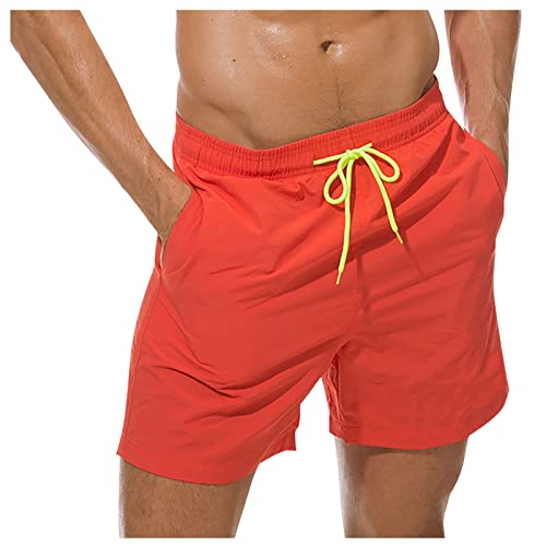 MOKBAY Badeshorts Für Herren Hose Schnelltrocknende Bademode Herren Badeshorts Jungen Schnelltrocknende Bunt Shorts Kurze Jogginghose Herren H-Orange 4XL von Generic