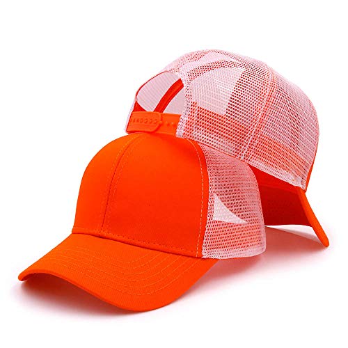 MSW Unisex Damen Herren Baumwolle Baseball Cap Atmungsaktive Mesh Cap Atmungsaktiv Trucker - Orange - Large von Generic