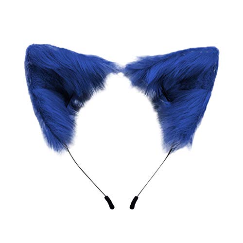 Made Ear Hand Katze Clip Ohr Simulation Cos Ohrfarbe Niedlich Plüsch Tier Accessoire Schweißbänder Haarbänder (Blau, Einheitsgröße) von Generic