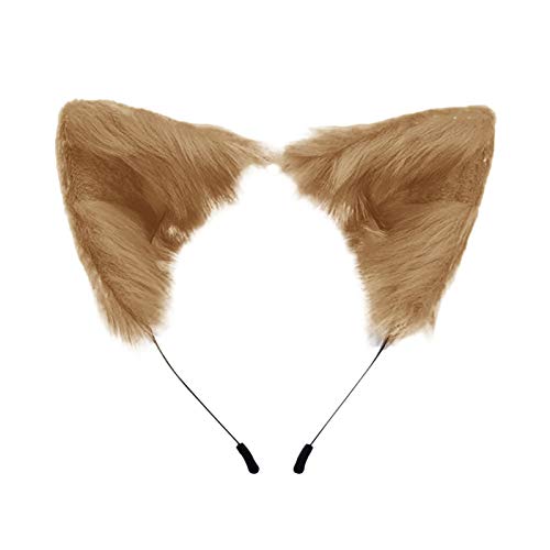 Made Ear Hand Katze Clip Ohr Simulation Cos Ohrfarbe Niedlich Plüsch Tier Accessoire Schweißbänder Haarbänder (Braun, Einheitsgröße) von Generic