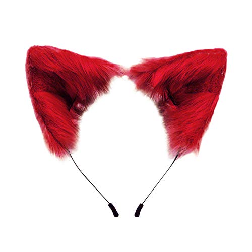 Made Ear Hand Katze Clip Ohr Simulation Cos Ohrfarbe Niedlich Plüsch Tier Accessoire Schweißbänder Haarbänder (Rot, Einheitsgröße) von Generic