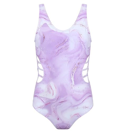 Mädchen Bademod 3Pcs - Kinder Blumen Print Schwimmanzug Badeanzug Dreiteilig Strandrock Hawaii UV Schutz 50+ Sommer Bademode Badebekleidung für 5-12 Jahre von Generic