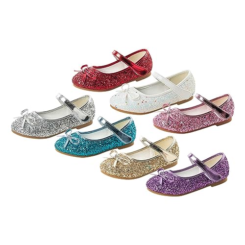 Mädchen Ballerina Prinzessin Schuhe - Schulschuhe mit Schleife Ballerina Schuhe Mädchen Baby Prinzessin Schuhe Kommunionschuhe Prinzessin Hochzeit Schuhe Ballerinas Kinder Abendschuhe von Generic