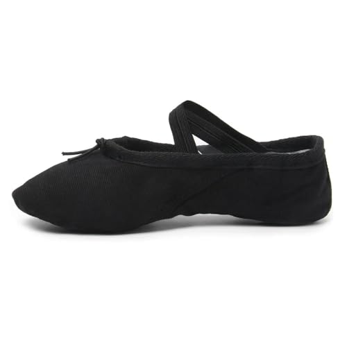 Mädchen Ballettschuhe Canvas Flache Tanzschuhe for Erwachsene Frauen Kinder Klassische Split-Sohle Weiches Leder(A,35(22.5cm)) von Generic