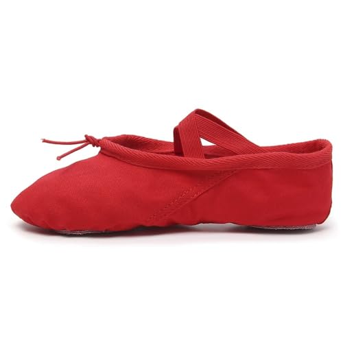 Mädchen Ballettschuhe Canvas Flache Tanzschuhe for Erwachsene Frauen Kinder Klassische Split-Sohle Weiches Leder(B,34(22cm)) von Generic