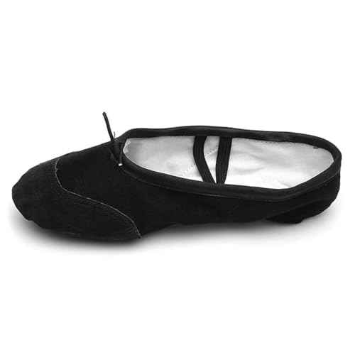 Mädchen Ballettschuhe Canvas Flache Tanzschuhe for Erwachsene Frauen Kinder Klassische Split-Sohle Weiches Leder(F,26(18cm)) von Generic