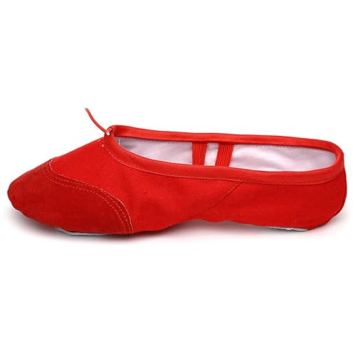 Mädchen Ballettschuhe Canvas Flache Tanzschuhe for Erwachsene Frauen Kinder Klassische Split-Sohle Weiches Leder(G,29(19.5cm)) von Generic