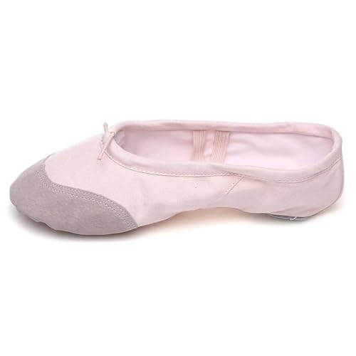 Mädchen Ballettschuhe Canvas Flache Tanzschuhe for Erwachsene Frauen Kinder Klassische Split-Sohle Weiches Leder(H,30(20cm)) von Generic