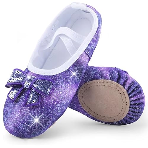 Mädchen Ballettschuhe aus glänzendem Leder mit geteilter Sohle und ohne Binden, Tanzschuhe for Kleinkinder(30) von Generic