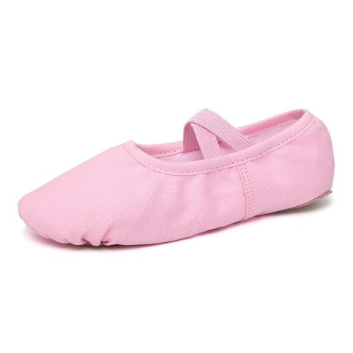 Mädchen Ballettschuhe for Damen Kinder Hausschuhe Flats Üben Tanzschuh Weiche Sohle Canvas Training(Light red,26 (18cm)) von Generic